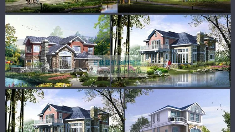 1000 sets of CAD architectural drawings for the design of new rural residential villas, including renderings