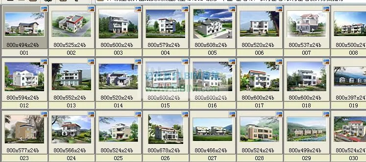 1000 sets of CAD architectural drawings for the design of new rural residential villas, including renderings