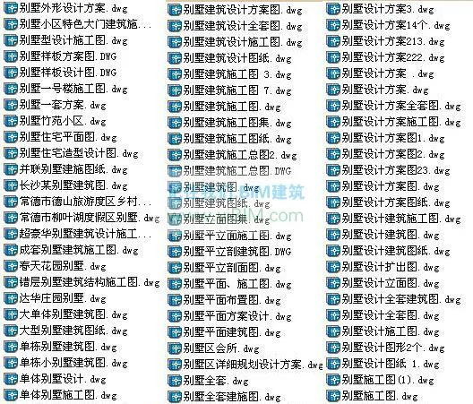 1000 sets of CAD architectural drawings for the design of new rural residential villas, including renderings