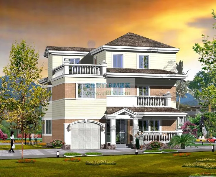 1000 sets of CAD architectural drawings for the design of new rural residential villas, including renderings