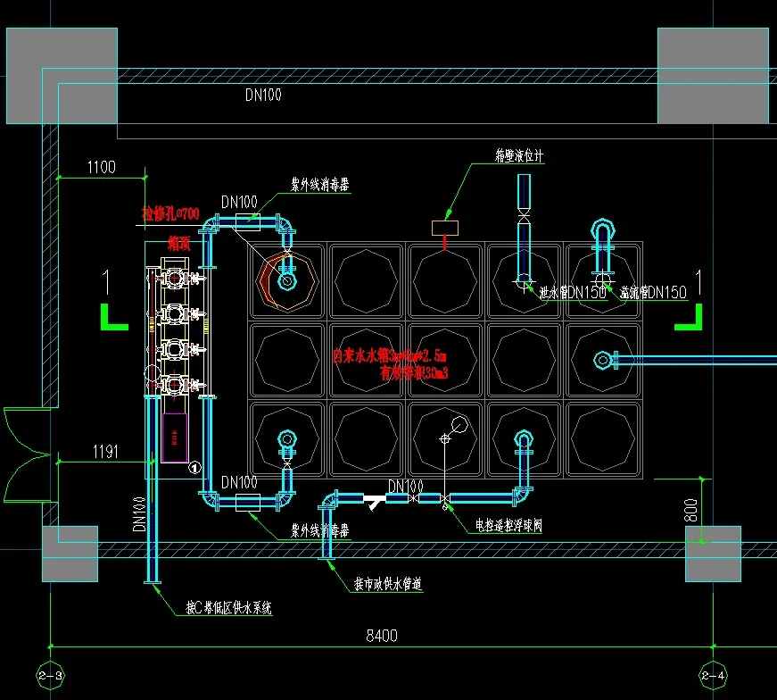 CAD detail of water pump room