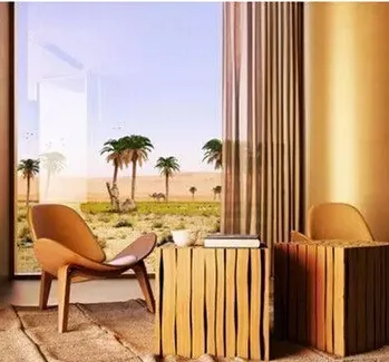 Indoor atmosphere blending with desert scenery