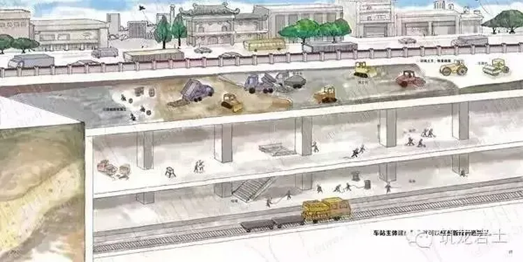 Someone drew the entire process of building the subway, and the steel and cement also became cute
