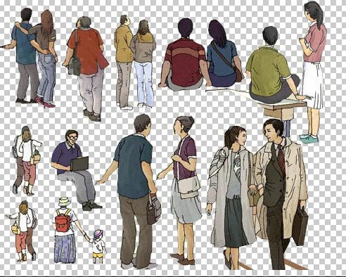 Hand-Drawn Character Assets with Transparent Background and Layered PSD Files