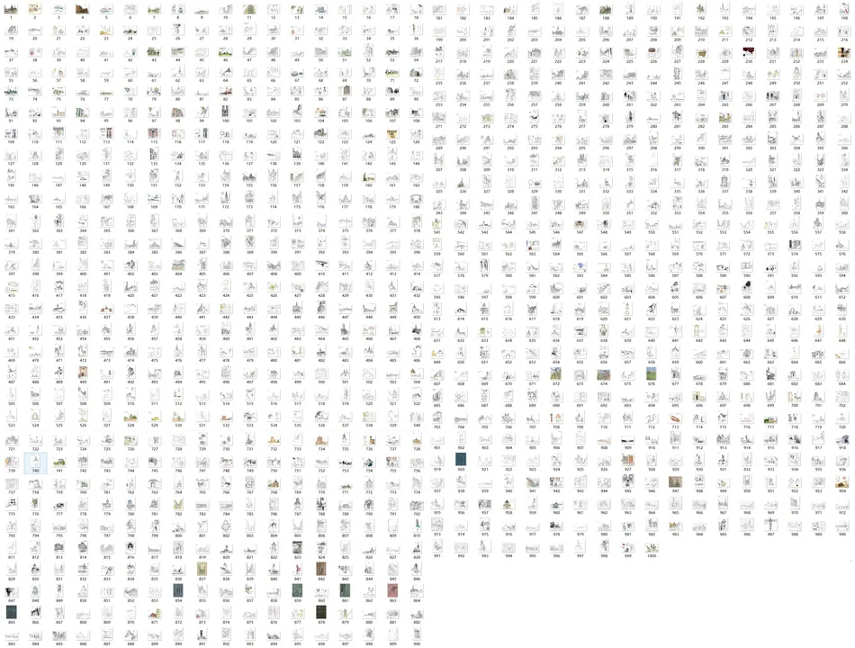 1000 drafts of foreign architects are packaged and hand drawn masterpieces are available