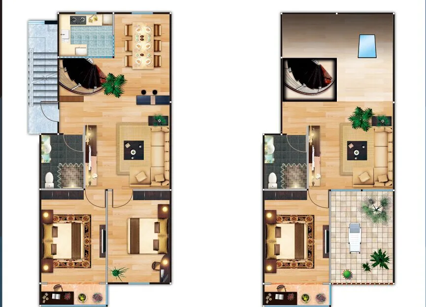 Collection of architectural scheme and layout design color images (color flat), packaged with PSD layered materials