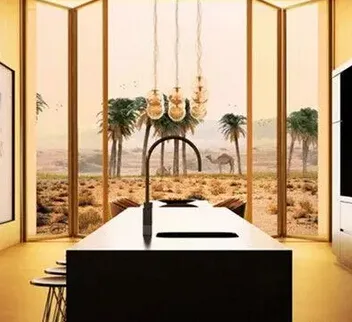 Kitchen with indoor botanical garden