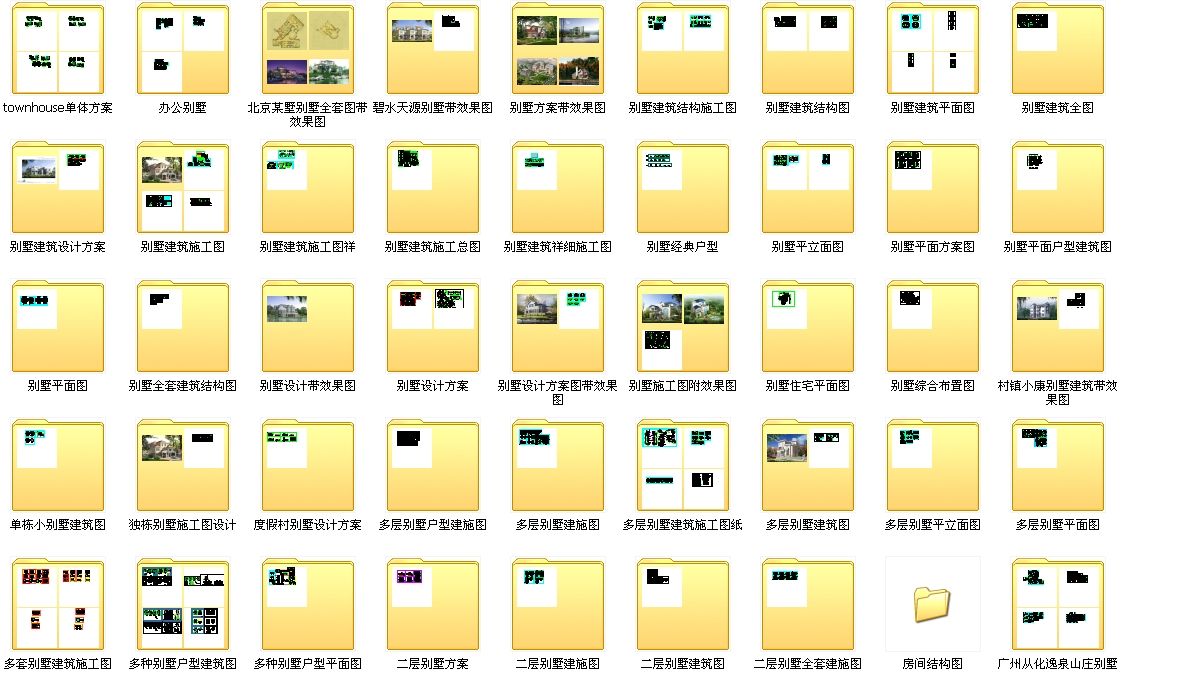 Complete Set of 100 Construction Drawings for Residential Villas and New Rural Homes