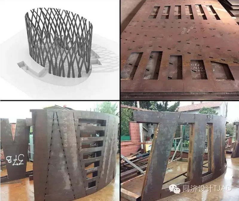 BIM model of tree column and on-site construction