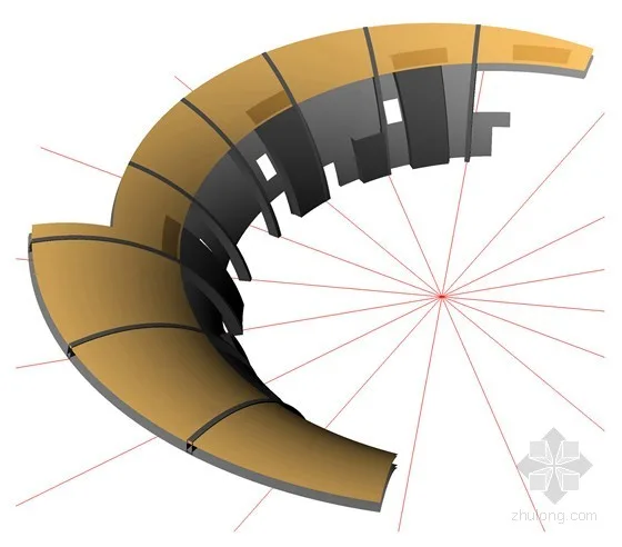 Arc wall model in the main hall lobby