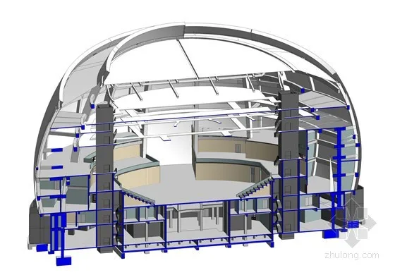 Sectional perspective view for stage machinery design