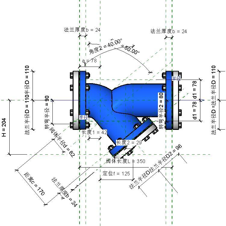 Y-Shaped Filter Family with Flange and Adaptive Features | BIM Parametric Revit Model