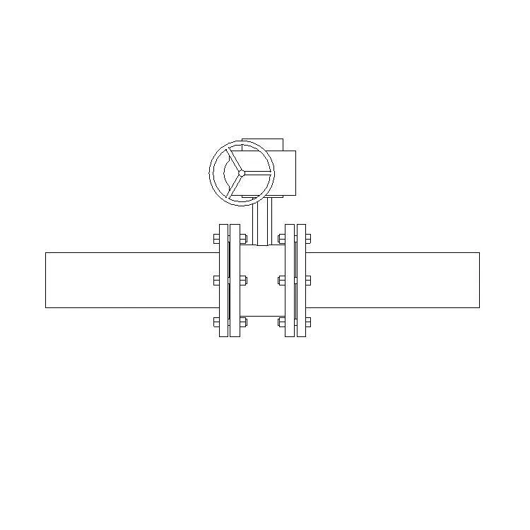 Electric butterfly valve family, flange type, BIM parameterized adaptive Revit family