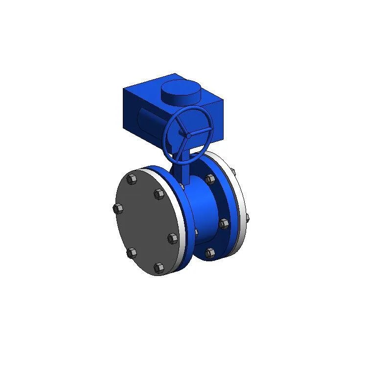 Electric butterfly valve family, flange type, BIM parameterized adaptive Revit family