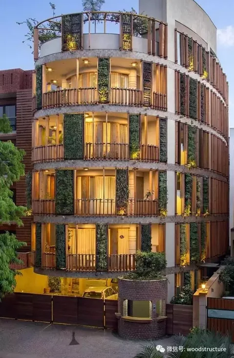 Prefabricated | Wooden Structure Building: Graceful Curved Residential Buildings
