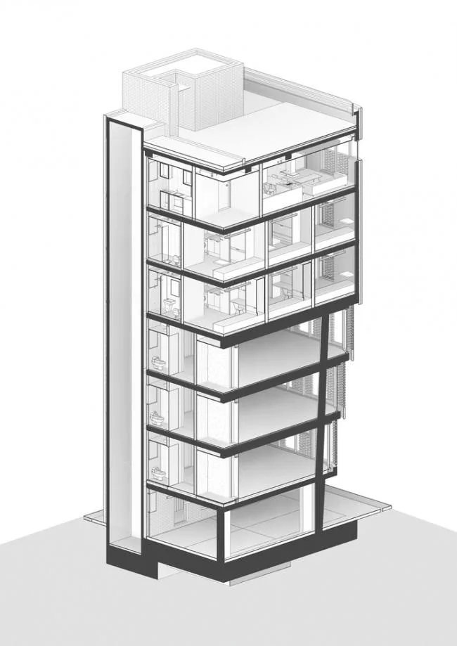 BIM architecture | Grand funnel made of red bricks: Room 3/1