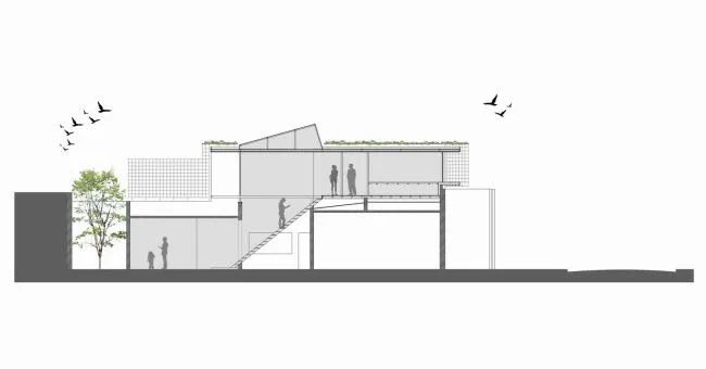 BIM architecture | Integration of old and new, planting vertical flower beds/Marta rooms in facade design