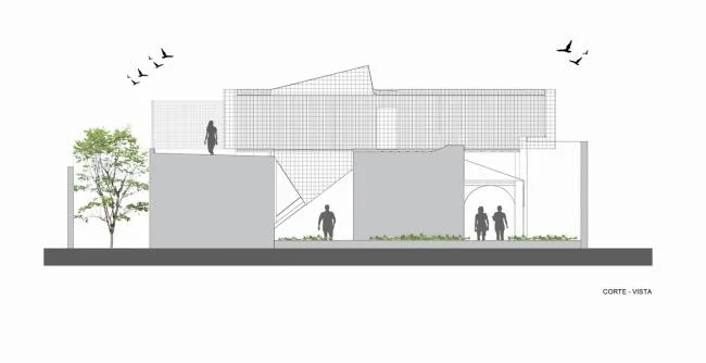 BIM architecture | Integration of old and new, planting vertical flower beds/Marta rooms in facade design
