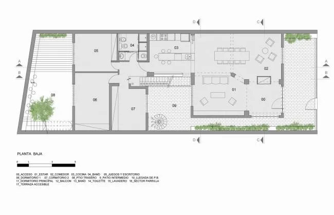 BIM architecture | Integration of old and new, planting vertical flower beds/Marta rooms in facade design