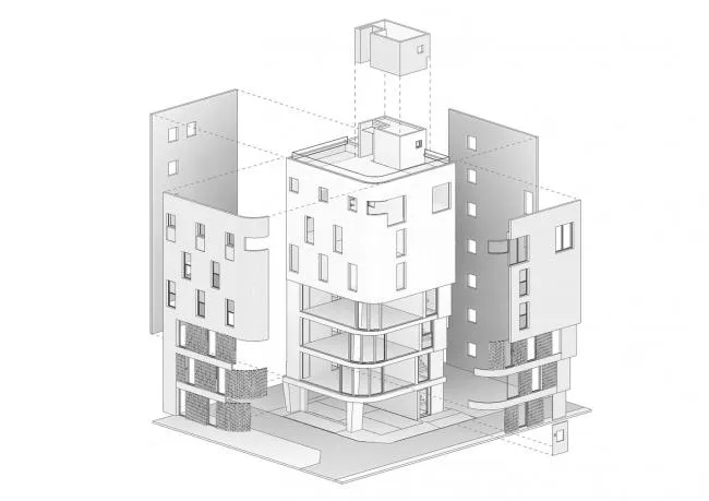 BIM architecture | Grand funnel made of red bricks: Room 3/1