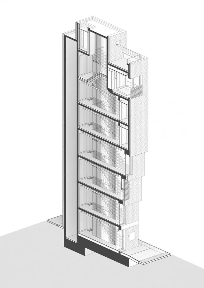 BIM architecture | Grand funnel made of red bricks: Room 3/1