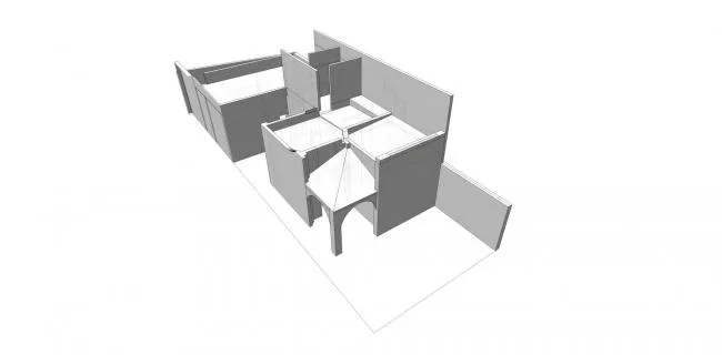BIM architecture | Integration of old and new, planting vertical flower beds/Marta rooms in facade design