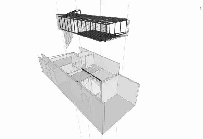 BIM architecture | Integration of old and new, planting vertical flower beds/Marta rooms in facade design