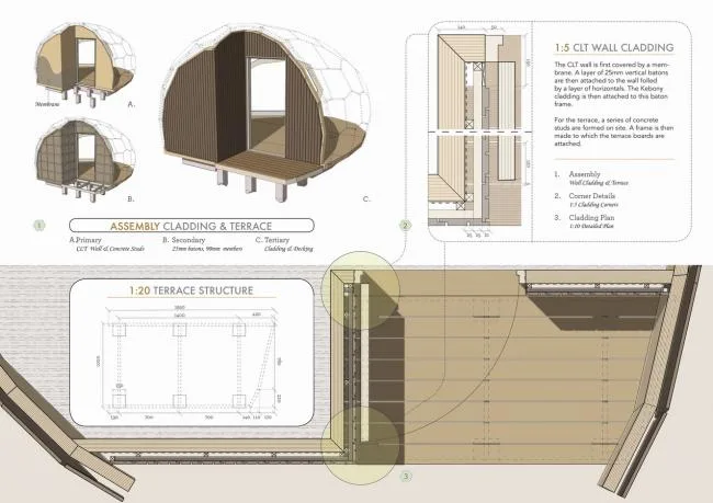 BIM architecture | Hiking traveler's beacon, rock hut under the Northern Lights/PINN Arkitekter