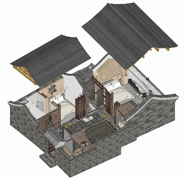 BIM architecture | tile garden/ordinary building