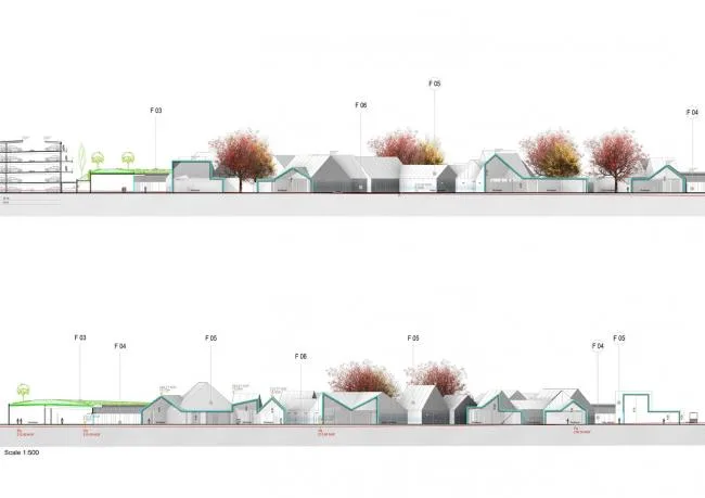 BIM Architecture | Lyon Outlets in France, white chambers form villages/Gianni Ranaulo Design