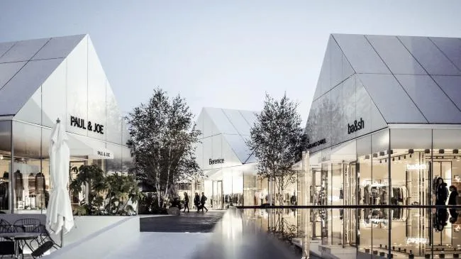 BIM Architecture | Lyon Outlets in France, white chambers form villages/Gianni Ranaulo Design