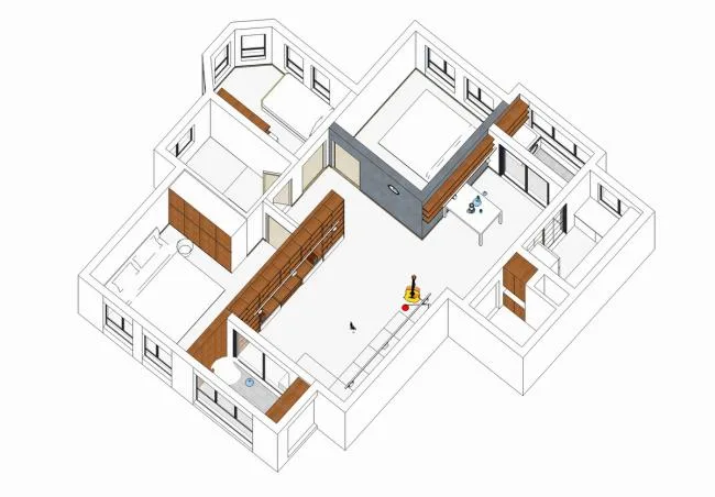 BIM Architecture | Fanghua; Daily Life in the Grid Wall of Home - Architect's Home/Jin Chao, Yan Luhong