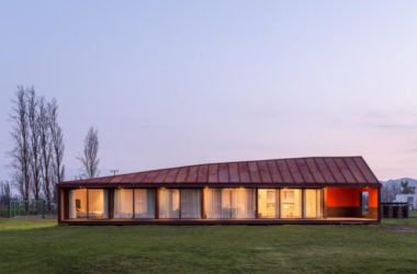 BIM Architecture: Red Hut on Village Grassland by PH2 Room and DX Arquitectos-BIM WORLD