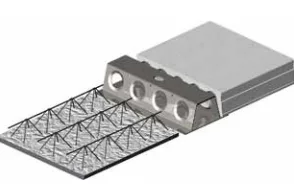 Delta composite steel beams with thin shell composite panels and hollow floor slabs