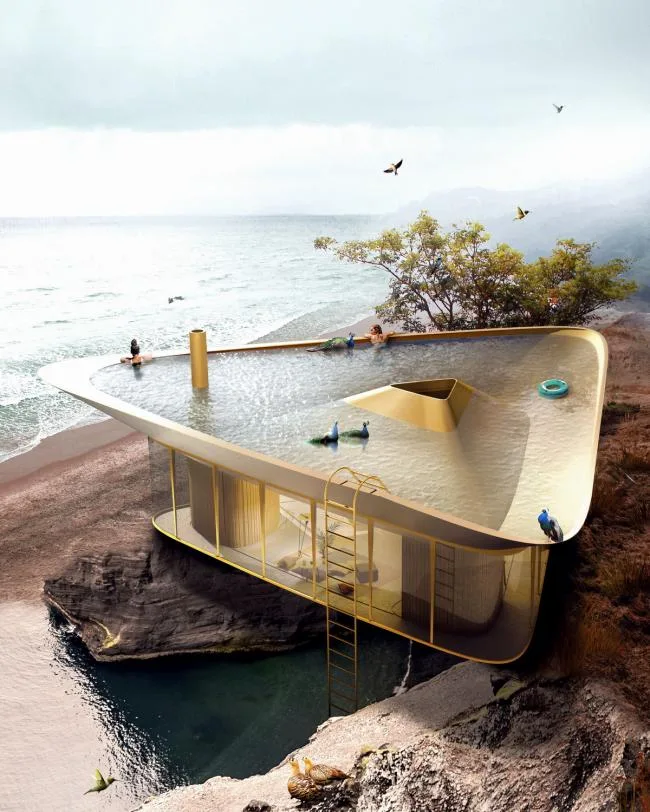 BIM Architecture | Reverse Rooftop Pool Pavilion/Anti Reality