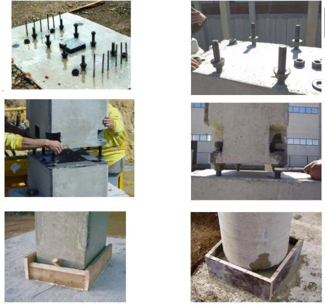 Installation of prefabricated columns on site