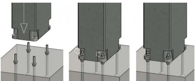 On-site installation of prefabricated columns