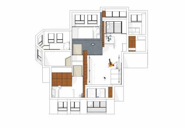BIM Architecture | Fanghua; Daily Life in the Grid Wall of Home - Architect's Home/Jin Chao, Yan Luhong
