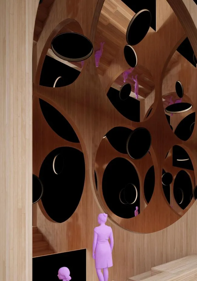 BIM Architecture | Arches and Mirrors: Endless Space of Virtual Reality Contrast/Panda Architecture