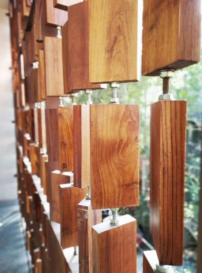 BIM architecture | Indian independent studio/studioXS with facade grille and wooden board resembling an abacus