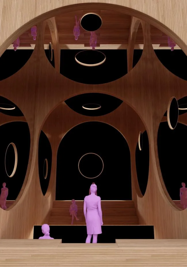 BIM Architecture | Arches and Mirrors: Endless Space of Virtual Reality Contrast/Panda Architecture