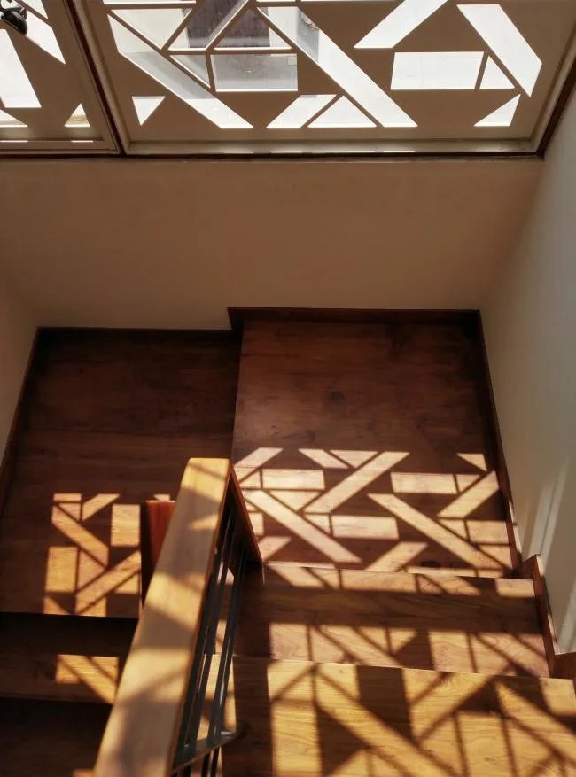 BIM architecture | Indian independent studio/studioXS with facade grille and wooden board resembling an abacus