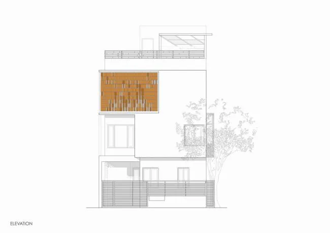 BIM architecture | Indian independent studio/studioXS with facade grille and wooden board resembling an abacus
