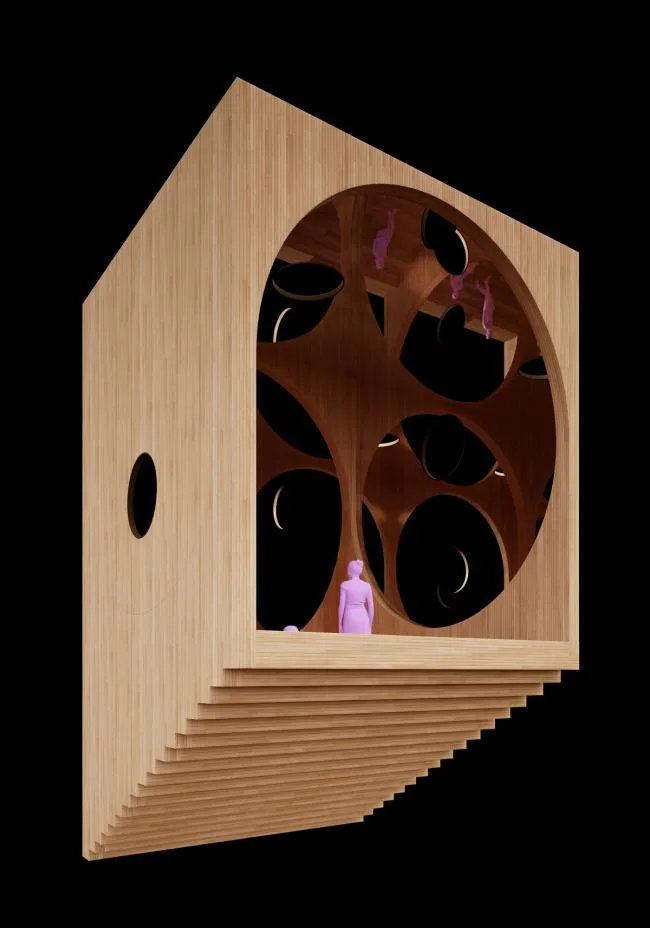 BIM Architecture | Arches and Mirrors: Endless Space of Virtual Reality Contrast/Panda Architecture