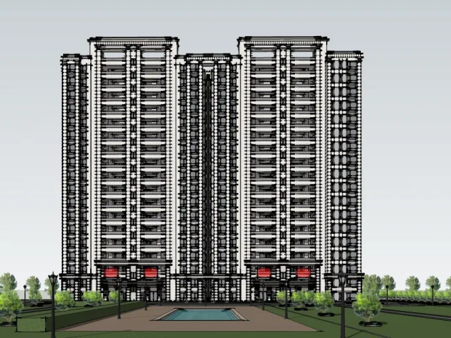 Sketchup Residential Model | High rise Residential Buildings, Modern Style, Residential Buildings, Modern Style