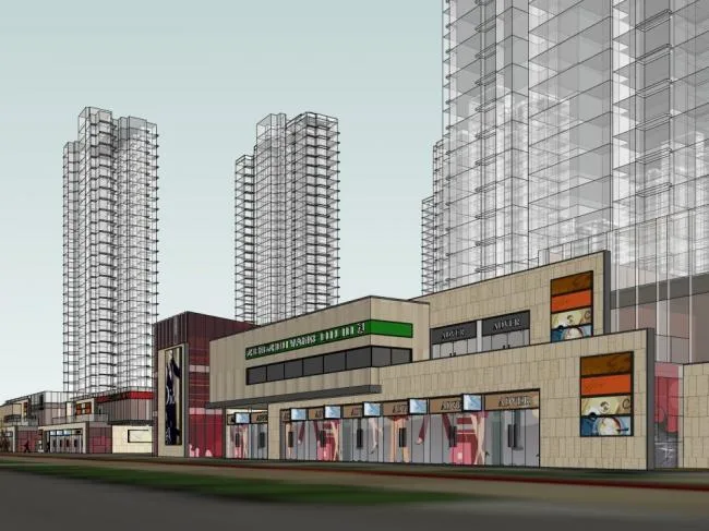 Sketchup Complex Model | Commercial and Residential Complex, Ground Floor Commercial, High Rise Residential, Modern Style