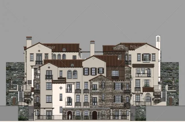 Sketchup Residential Model | Small and Tall Residential Buildings, British Classical Style, Residential Architecture