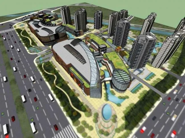 Sketchup Business Model | Multi story Business Center, Modern Style