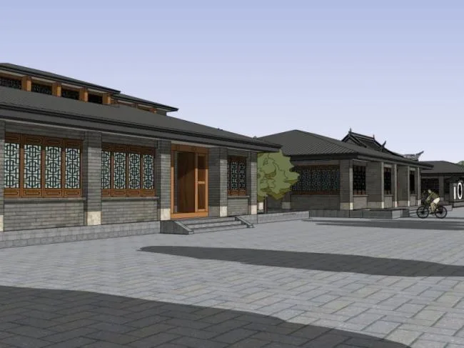 Sketchup Hotel Model | Low rise Hotel, Chinese Style