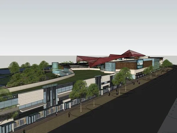 Sketchup Business Model | Multi story Commercial Street, Modern Style